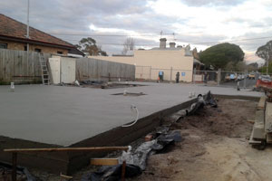 Extra thick commercial concrete slab designed for building structure. 
