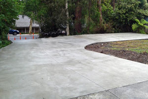 Large concrete driveway prepared by Bob Fisher Excavation and Construction